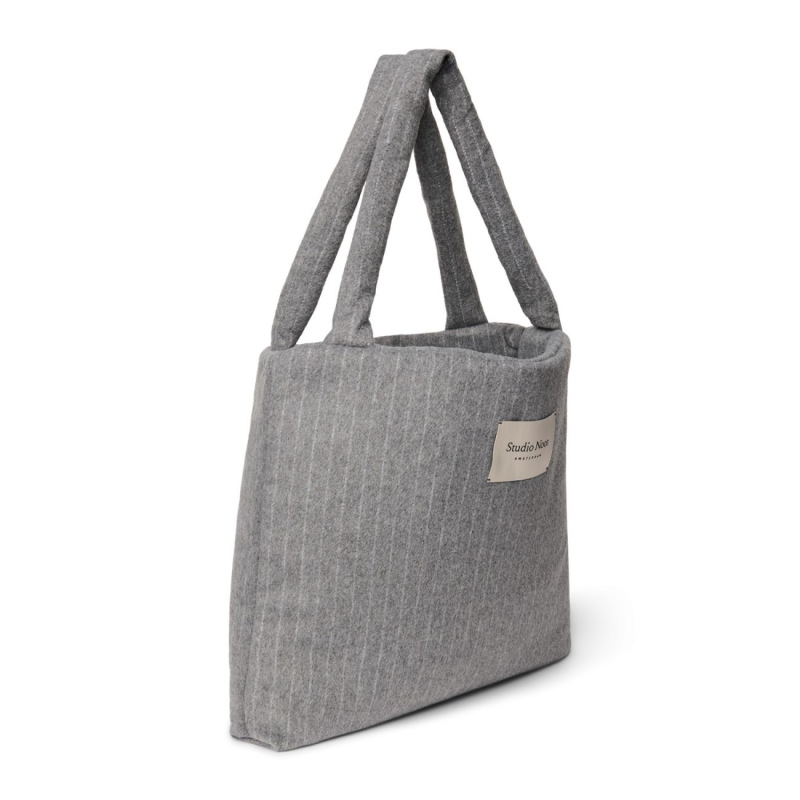 STUDIO NOOS - Flannel Chalkstripe MOM BAG | Light Grey 1