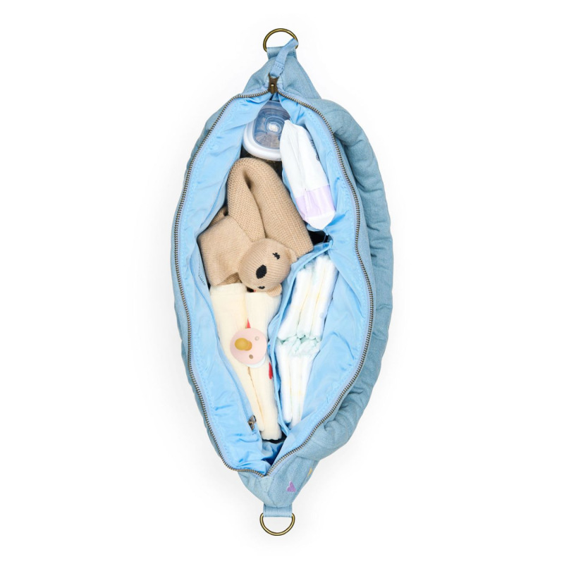 STUDIO NOOS - Denim DIAPER BAG - prebaľovacia taška | Hearts Light Blue Hearts 4