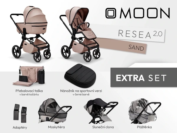 Moon Resea 2.0 EXTRA SET Sand – ľahký kombinovaný kočík