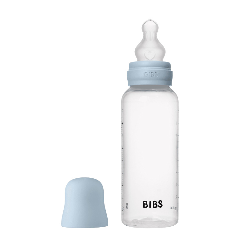 BIBS Antikoliková fľaša so silikónovým cumlíkom 270ml, Baby Blue