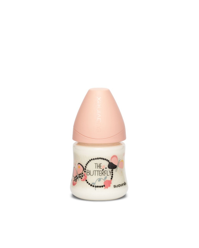 SUAVINEX | FĽAŠA Guľatý c. LATEX 150 ml - ORANŽOVÝ MOTÝĽ 1