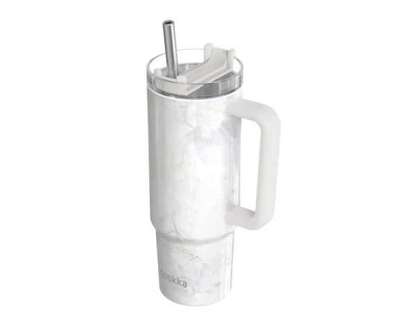 Nerezový termohrnček so slamkou Vibe Marble 880 ml