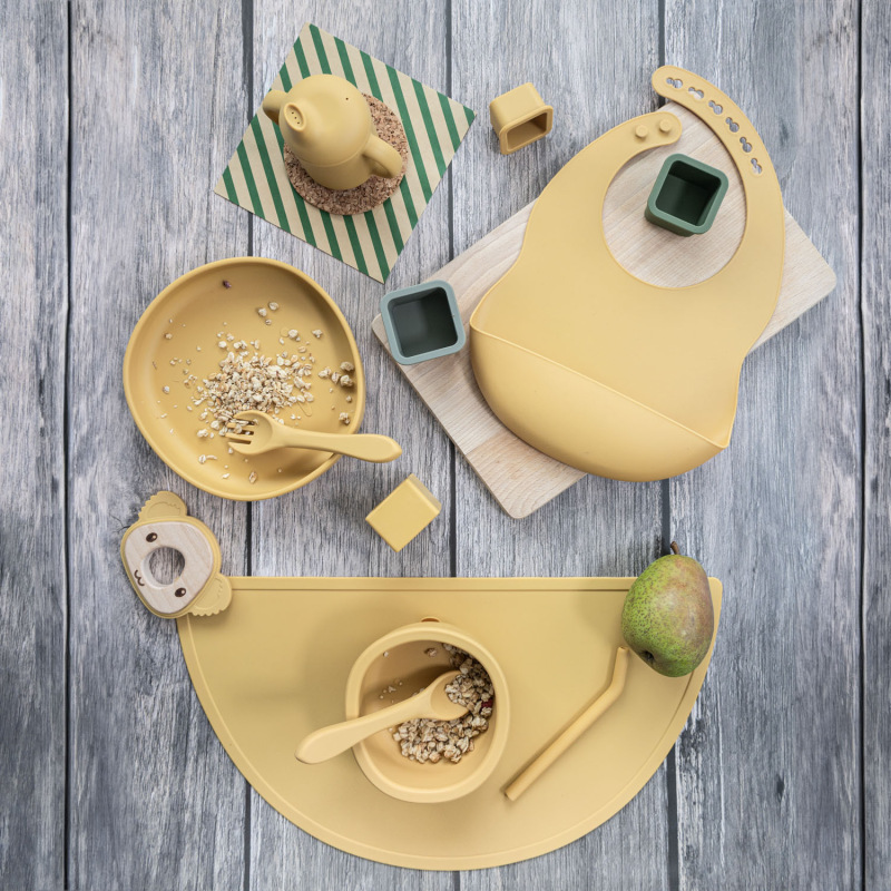 Silikónová detská jedálenská súprava, Mustard Yellow 7