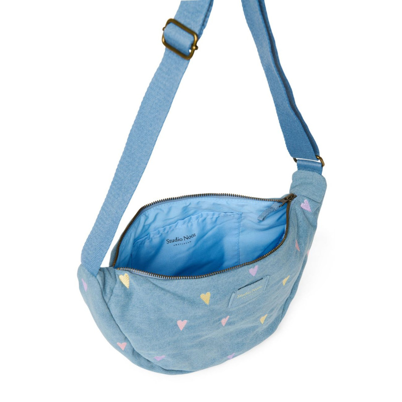 STUDIO NOOS - Denim Adult FANNY kabelka | Hearts Light Blue Hearts 3