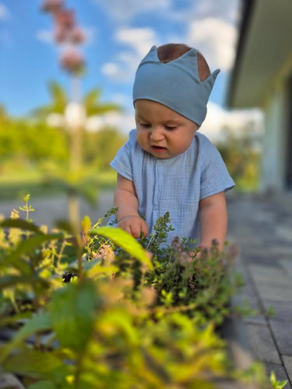 Korunková detská čelenka Bavlna - SKY BLUE 2