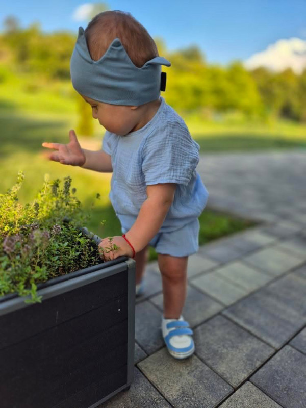 Korunková detská čelenka Bavlna - SKY BLUE 1