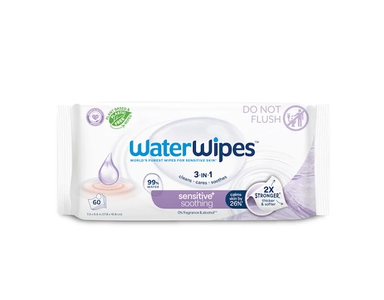 12x WATERWIPES Ubrúsky vlhčené Soothing clean bez obsahu plastov 60 ks ( 720 ks )
