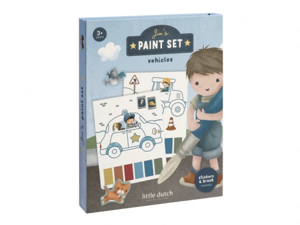 Omaľovánky s vodovkami a samolepkami Jim Doprava