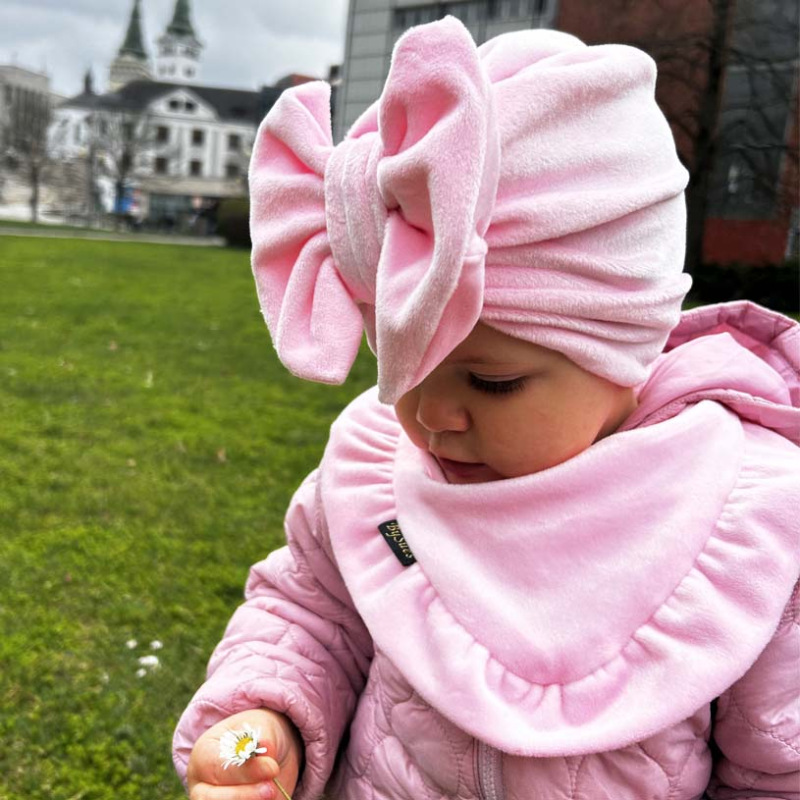 Detský nákrčník velvet BABY PINK 2