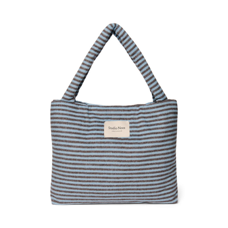 STUDIO NOOS - VLNENÁ MOM BAG | Stripy Wool l Light blue Brown
