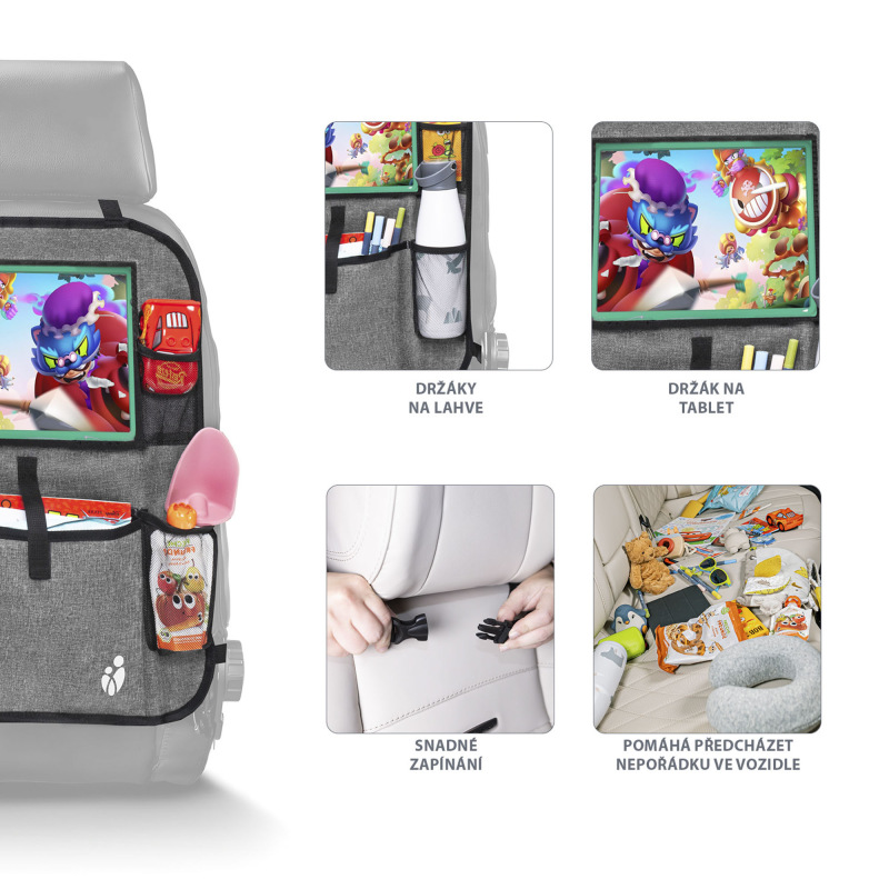 Organizér na sedadlo + vrecko na tablet, Grey 2