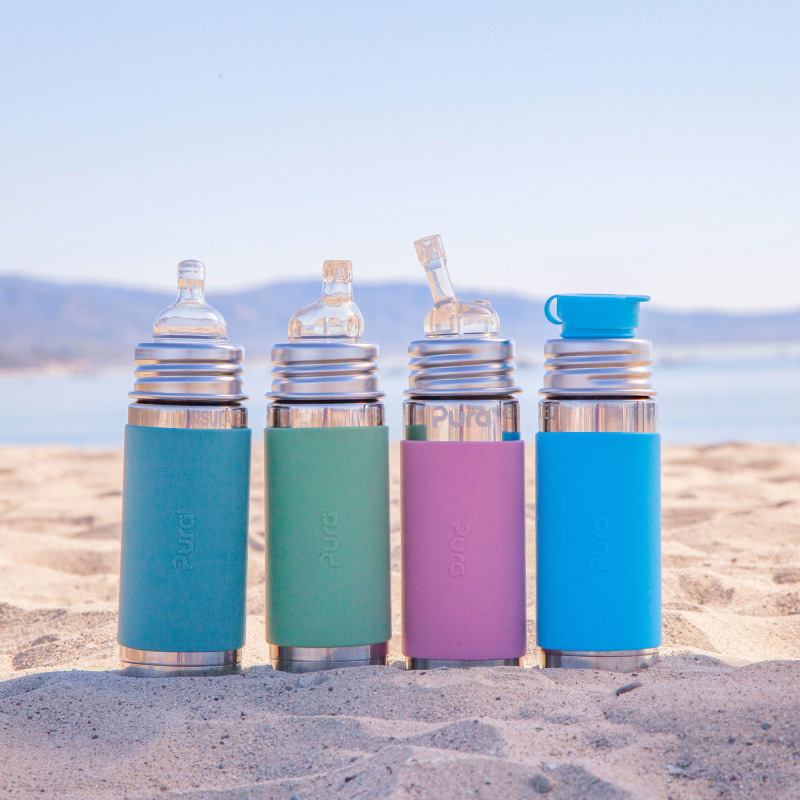 PURA Nerezová fľaša s náustkom 325ml, Zelená-aqua 1