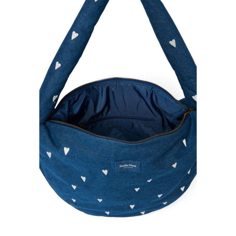 STUDIO NOOS - Denim Cross Body bag | Hearts Dark Blue White Hearts 5