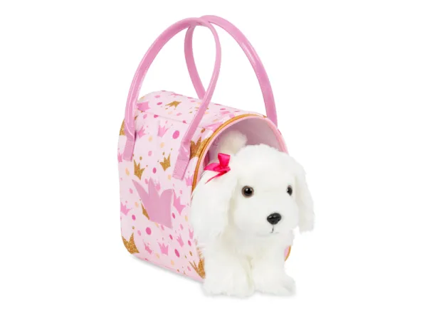 Psík biely v taške Pink Crown Glam Bag 1