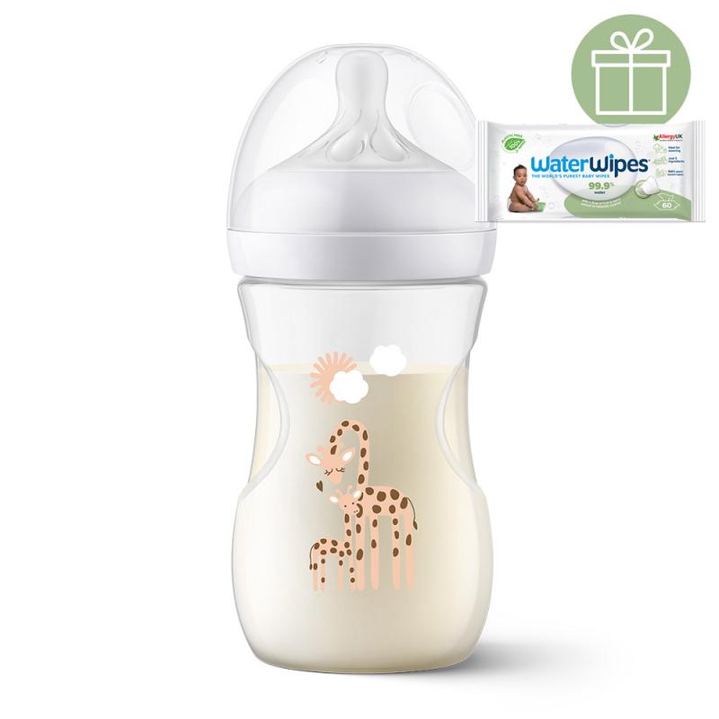 Philips AVENT Fľaša Natural Response 260 ml, 1m+ žirafa+WW Soapberry 60ks