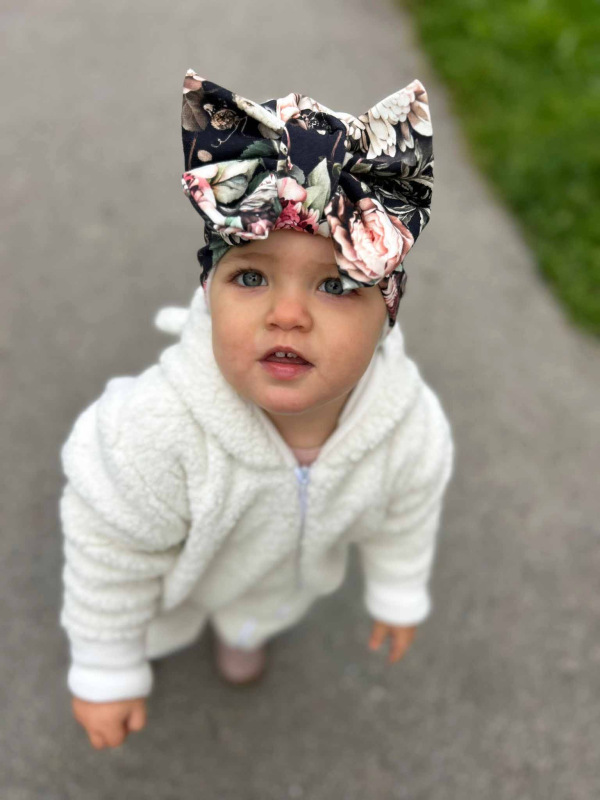 Detská čiapka / Turban s Mašľou, bavlna NOČNÉ RUŽIČKY. 1