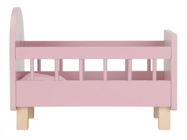 Postieľka pre bábiky drevená s perinkou Pink 2