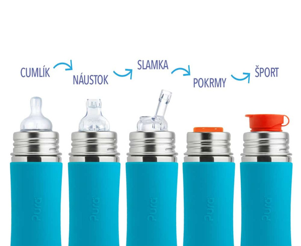 PURA Nerezová fľaša so športovým uzáverom 325ml, Aqua 1