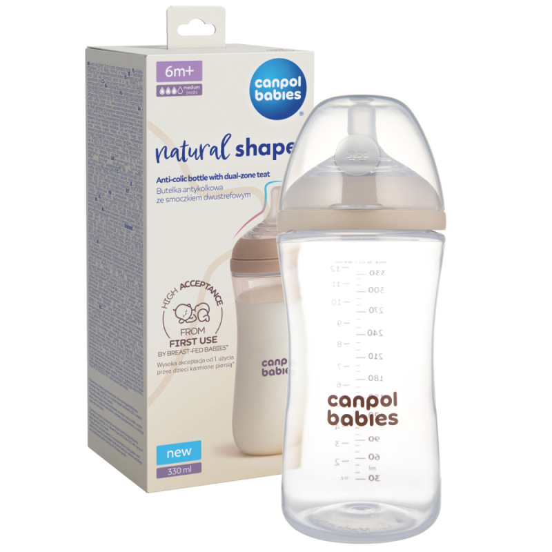 CANPOL BABIES Fľaša antikoliková Natural Shape 330ml