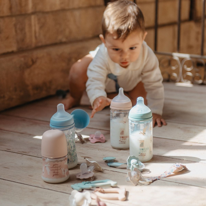 SUAVINEX | Fľaša sklo WONDERLAND NEW 240 ml fyziologická SX PRO +3 MF - zelený králik 1