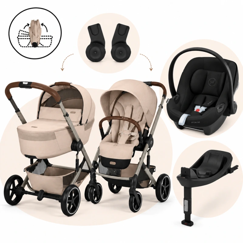 CYBEX Balios S Lux 2026 Set 4v1 Fold Cot – Almond Beige + Aton B2
