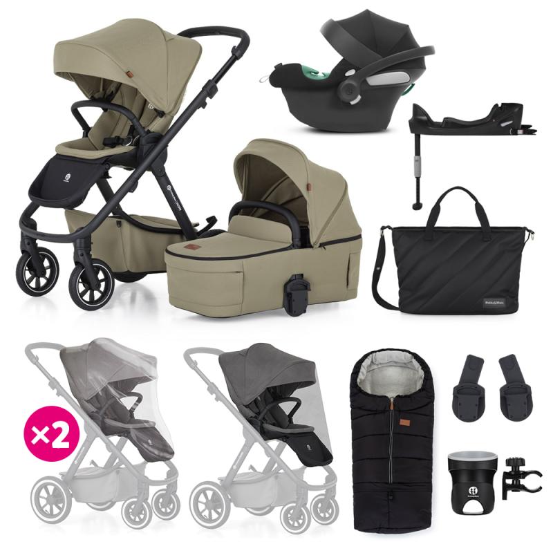 PETITE&MARS Kočík kombinovaný ICON 2v1 Mossy Green XXL RWS + CYBEX Aton B2 i-Size + základňa