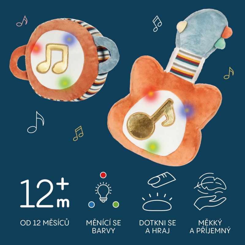 Plyšová hudobná hračka 3v1, My first guitar 2