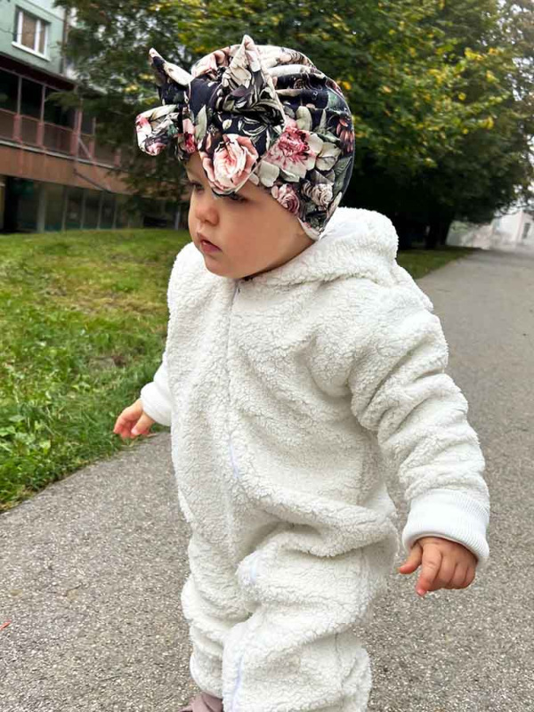 Detská čiapka / Turban s Mašľou, bavlna NOČNÉ RUŽIČKY. 4