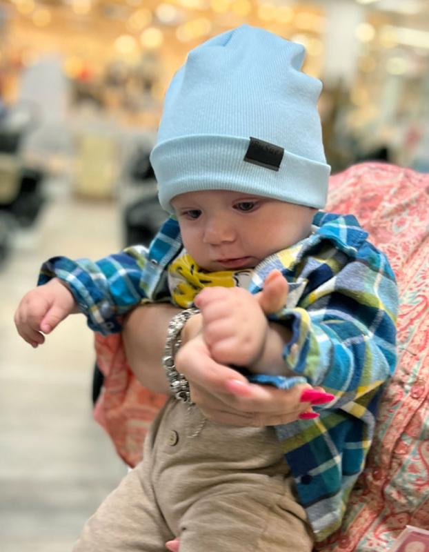 Bavlnená detská čiapka rebro - BABY BLUE 6