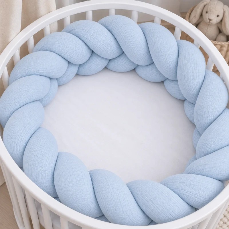 Pletenec do postieľky Mušelín - BABY BLUE 1
