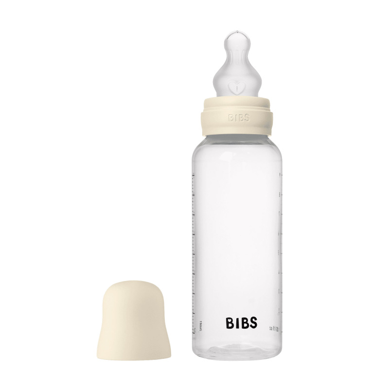 BIBS Antikoliková fľaša so silikónovým cumlíkom 270ml, Ivory