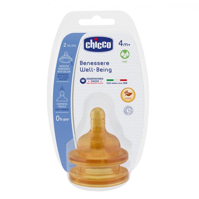 CHICCO fyziologický kaučukový cumlík na fľašu 4+, rýchly prietok