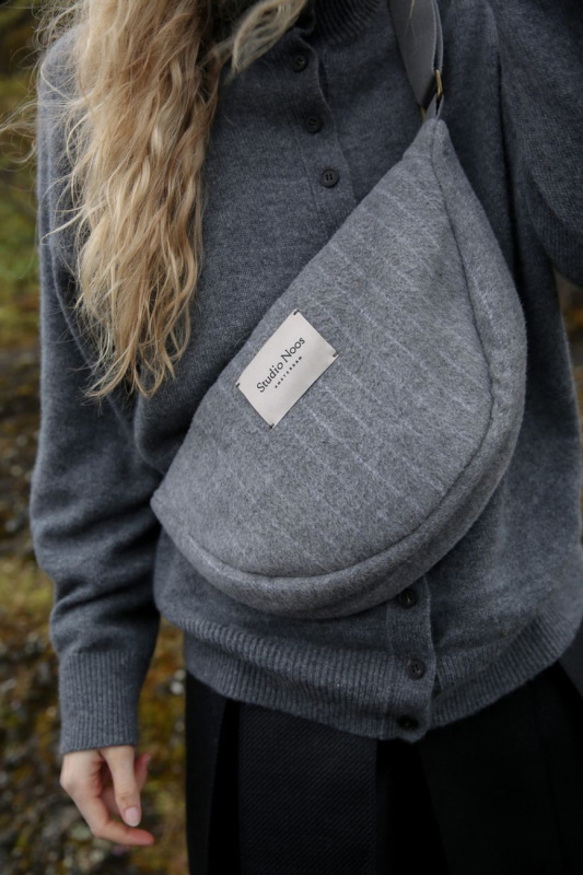 STUDIO NOOS - Flannel Chalkstripe Adult FANNY kabelka | Light Grey 6