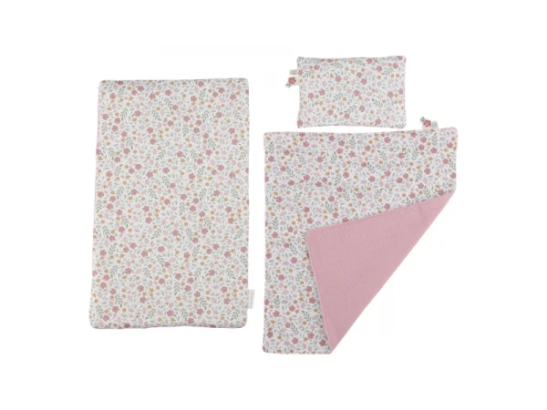 Postieľka pre bábiky drevená s perinkou Pink 9