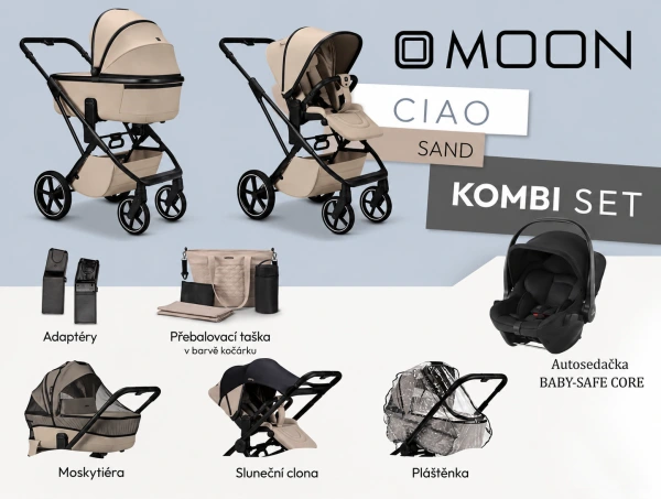 Kočík od narodenia Moon CIAO KOMBI set - Sand + držiak na nápoj ako DARČEK