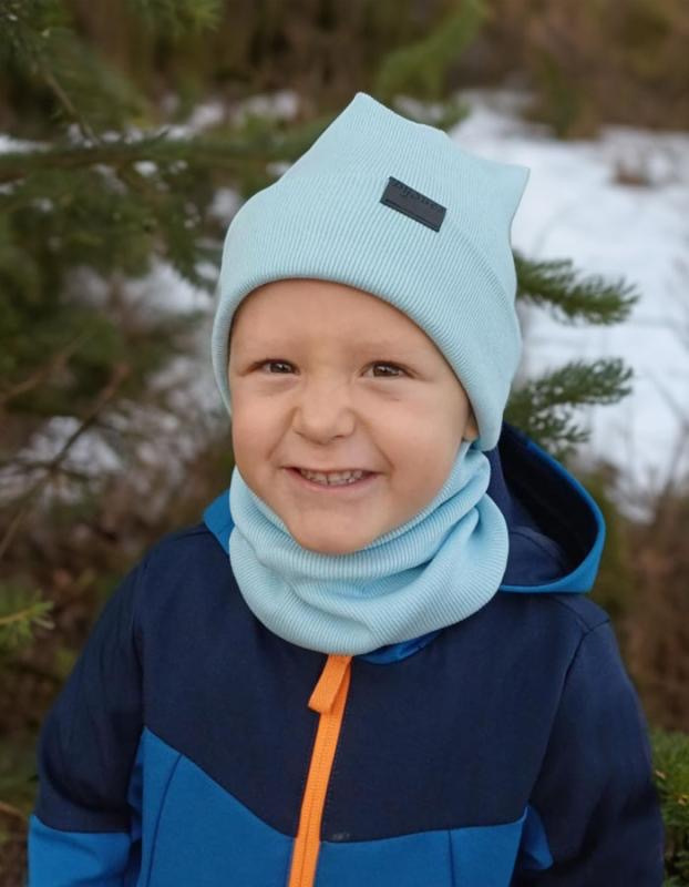 Bavlnená detská čiapka rebro - BABY BLUE. 5