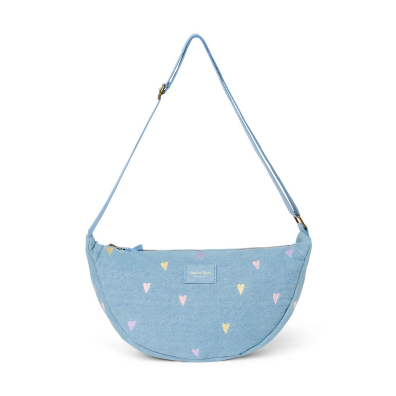 STUDIO NOOS - Denim Adult FANNY kabelka | Hearts Light Blue Hearts