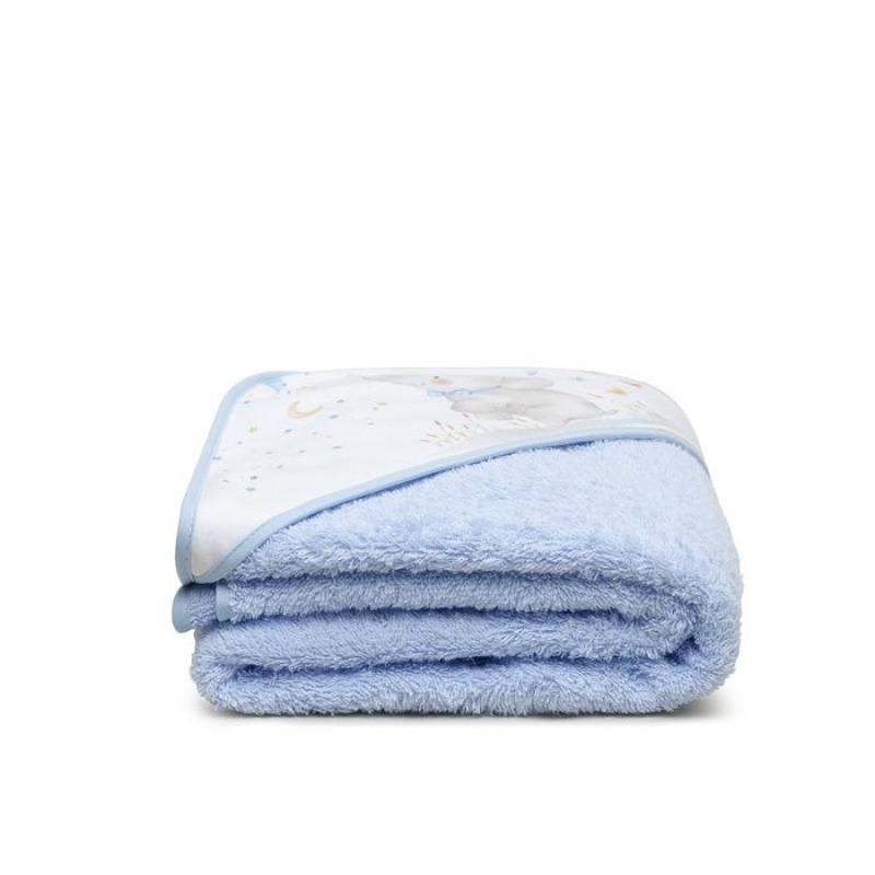 INTERBABY | SET - OSUŠKA froté 100x100 SLONÍK + PRÍTULKA - modrá