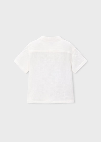 Mayoral krátka bavlnená košela Cream 1