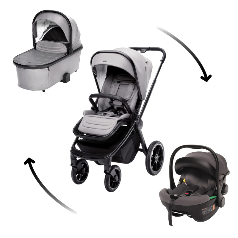 Set kočík Move Cross 3 + hlboká korba Move XL 3 + autosedačka XM podľa vlastného výberu, Metal Grey
