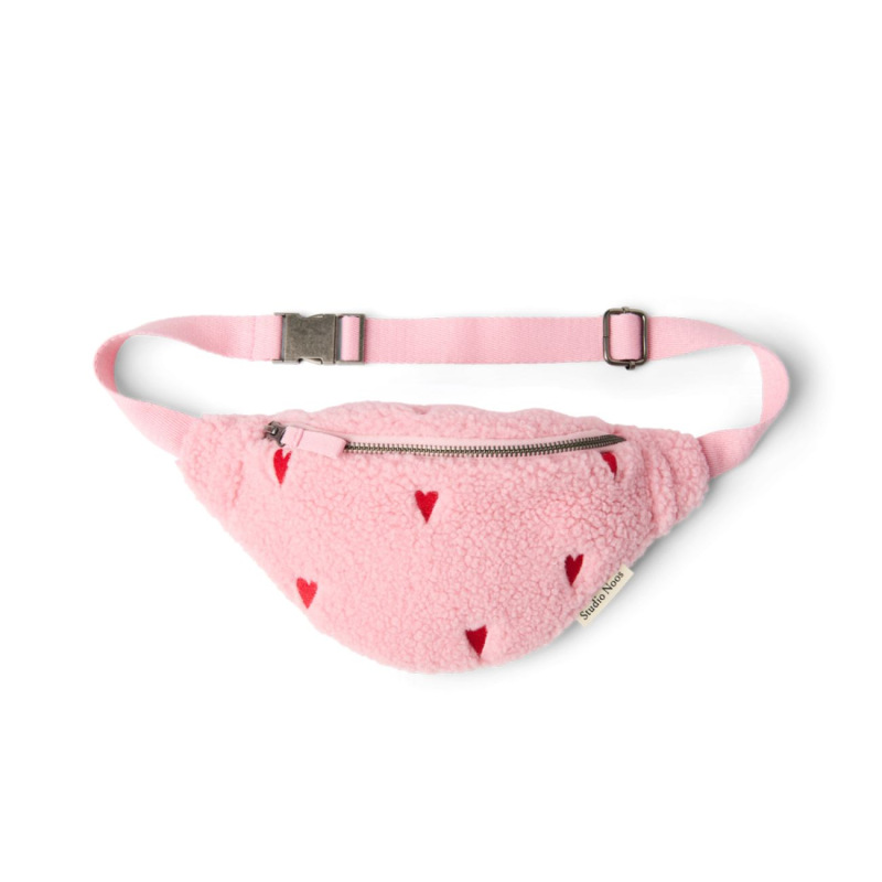 STUDIO NOOS - Teddy Hearts Mini FANNY pack - ľadvinka | Light Pink Hearts