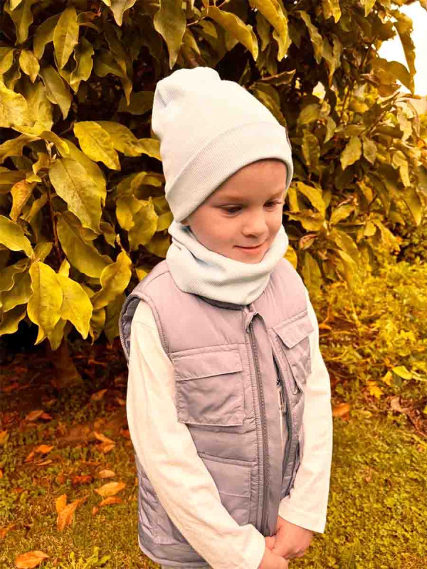 Bavlnená detská čiapka rebro - SMOTANOVÁ. 6