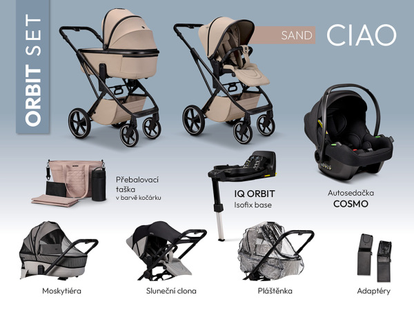 Kombinovaný kočík MOON CIAO ORBIT set - SAND + držiak na nápoj ako DARČEK