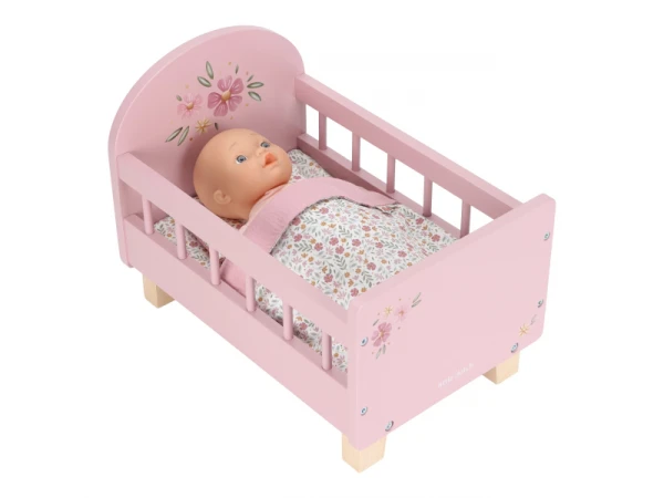 Postieľka pre bábiky drevená s perinkou Pink 4