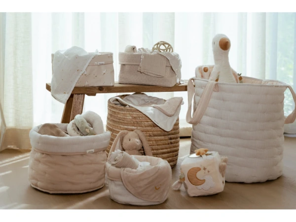 Košík textilný obojstranný veľký Pure Soft Beige Stripe 3