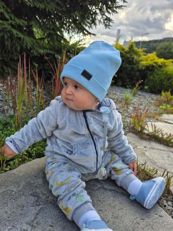 Bavlnená detská čiapka rebro - BABY BLUE