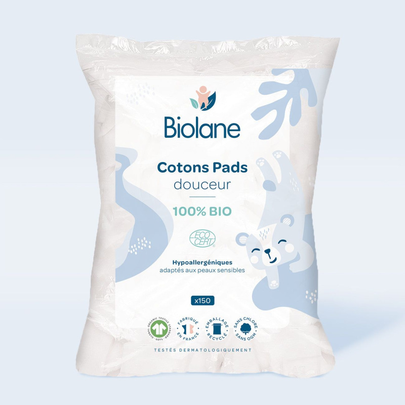BIOLANE Bio hypoalergénne bavlnené čistiace maxi vankúšiky 150 kusov