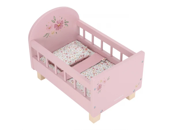 Postieľka pre bábiky drevená s perinkou Pink 5