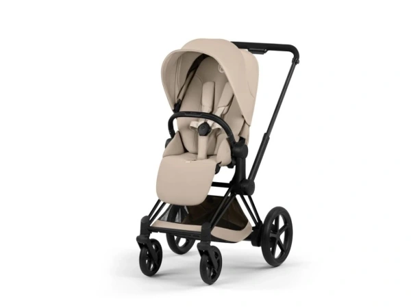 Cybex e-Priam Comfort 2026 rám Matt Black - Cozy Beige 3