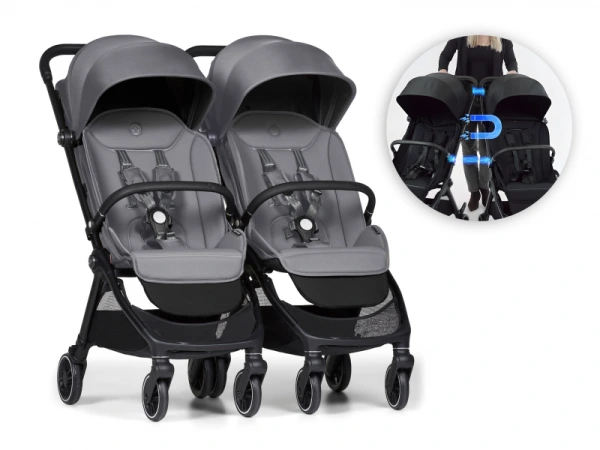 Connect Mini 2x kočík s madlom Grey